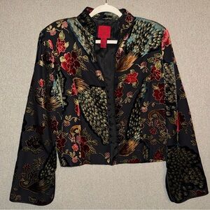 JS Collections size 14 silk floral peacock blazer jacket